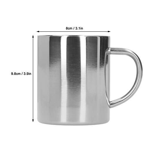 UPQRSG Doppelwandiger Edelstahlbecher, 400 Ml Reise Campingbecher, Metall Kaffeetasse, Teetasse, 304 Edelstahl Doppelschicht Anti Verbrühungs Kaffee, Tee und Wasserbecher mitGriff(Silber)