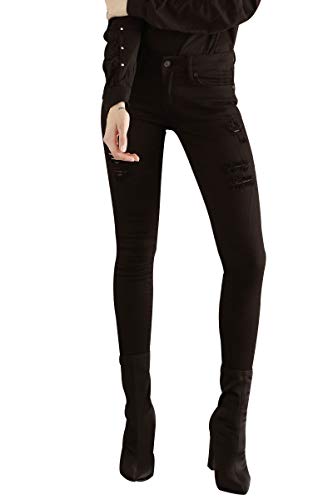 Kan Can Women's Low Rise Ankle Skinny Jeans - Distressed - KC60502