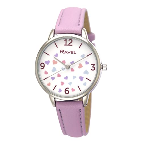 Ravel - Reloj de moda de corazones de colores para mujer - Cuarzo analógico - RF012, Lila Cover