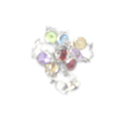 Sophia Fine Jewelry Multi-Color Gemstone 7" Bracelet,14k White Gold Cable Chain with Lobster Lock2