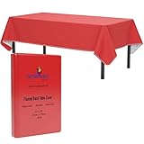 Exquisite Red Vinyl Tablecloths - 54 in. x 70 in. - Pack of 1 Rectangle Tablecloth with Flannel Backing - Plastic, Reusable & Waterproof