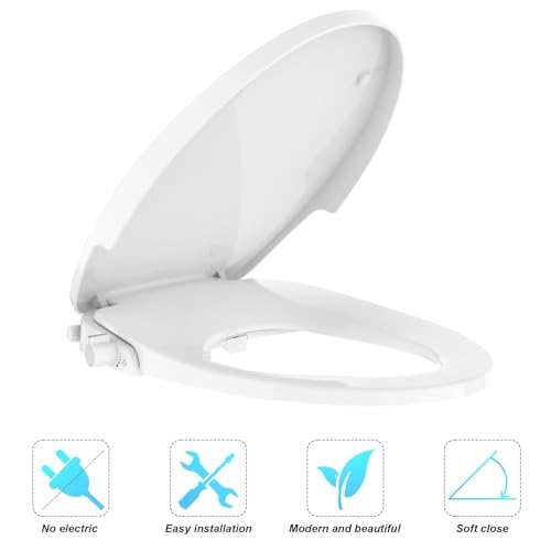 Bidet Toilet Seat, Premium Non-Electric Round Bidet Toilet Seats with Dual Nozzle, Easy to Install and Use, Perfect for Personal Hygiene and Comfort(Fits Round Toilets, White)