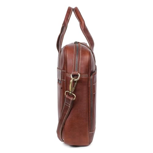 TRISKY Leather Messenger Bag for Men, Laptop Messenger & Shoulder Bags, Leather Laptop Bag for Women, Oak and Tan Crossbody, Travel, Gifting (Tan, 16 inch)3