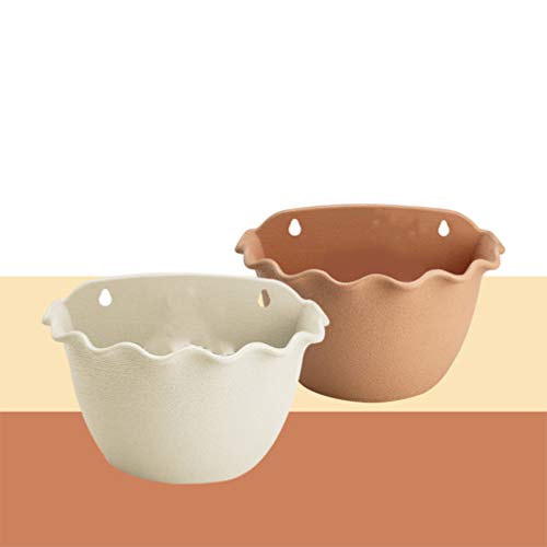 Doitool Flower Pots Outdoor Wall Flowers Plant Planter Pot Vertical Wall Mount Planter Pot Wave Hanging Flower Basket Railing Fence Planter Resin Gardening Container L Wall Mounted Planters #TOP5