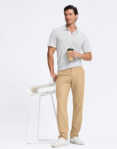 Image of Pudolla Men's Golf Pants 30 inch /32 inch /34 inch Comfy Stretch Dress Work Pants Lightweight Quick Dry Casual Slacks Trousers with Pockets