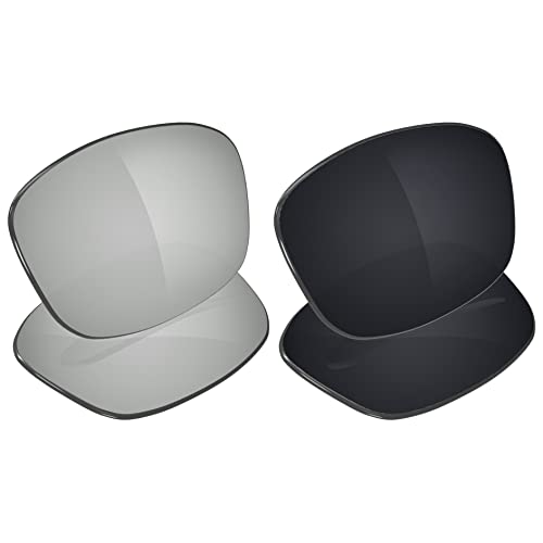 Image of Galvanic Replacement Lenses for Oakley Fives Squared | Fives Squared Asian Fit | Fives 3.0 Sunglasses - Chrome + Black Polarized - Combo Pack