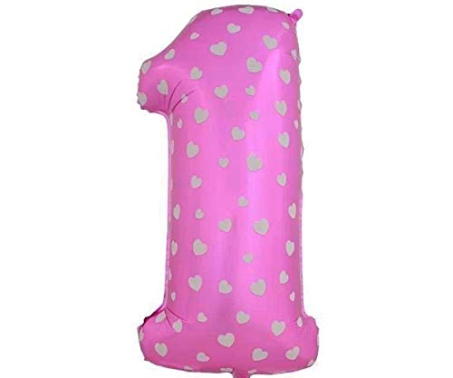 Image of AMFIN 17 inch 1 Number Foil Balloon, Birthday Decoration Items [Helium Supported] - Pink