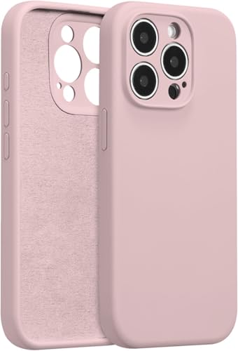 Image of DIZORO Compatible with iPhone 15 PRO MAX Camera Protection Case 6.7, Slim Liquid Silicone 3 Layers Full Covered Soft Gel Rubber Phone Case Protective Cover - Baby Pink