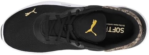 PUMA Women's SOFTRIDE PRO SAFARI GLAM Sneaker, Puma Black-Puma Team Gold, 11 | Image 3