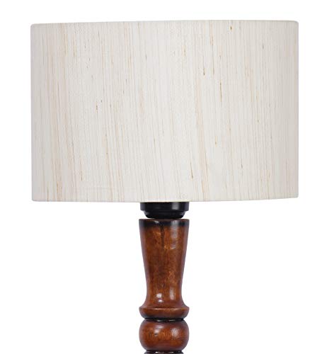 Image of Devansh Off-White Cotton Wooden Floor Lamps