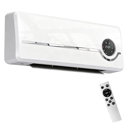 HOMCOM Heizlüfter zur Wandmontage 2000W Keramik-Wandheizung mit Ventilator, Fernbedienung, 2 Heizmodi, LED-Display, Wandheizgerät mit 24h Timer,...