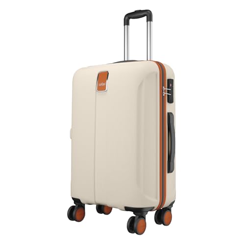 Safari Thorium Royale 8 Wheels 66cm Medium Size Trolley Bag Hard Case Checkin Polycarbonate Luggage, TSA Lock, Wet Pouch Organized Interior, Suitcase for Travel, Trolley Bags for Travel, Vanilla Tan