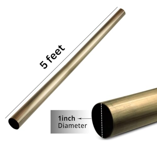 Image of FAPBADRI Curtain Rod /Pipe Heavy Quality for Home /office door, window, shower, 1 inch diameter (25mm), Color - Antique Gold, Length - 60 inches (5 feet), 1 Pipe