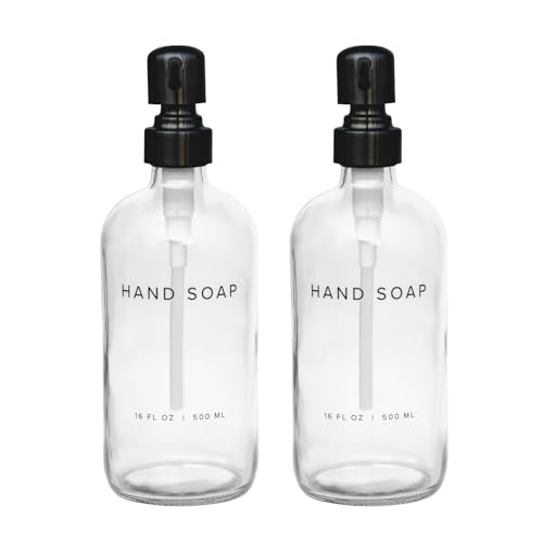 Image of 16 Oz Soap Dispense with Black Rust Proof Stainless Steel Pump Classic Decor for Bathroom Kitchen Farmhouse Decor Great for Essential Oils, Lotions, Liquid Soaps
