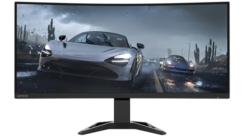 Lenovo G34w-30 Curved Wide Gaming Monitor - 34-inch, QHD, 165Hz, Anti-Glare Screen, Modular Camera Support, Eyesafe Display, AMD Freesync Premium, Raven Black, 66F1GAC1AU