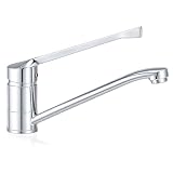 Rubinetto da cucina e lavandino sanitario monocomando con leva lunga cromata, con beccuccio girevole in ottone, cartuccia in ceramica da 40 mm, ideale per ospedali, cliniche, residenze, cucine