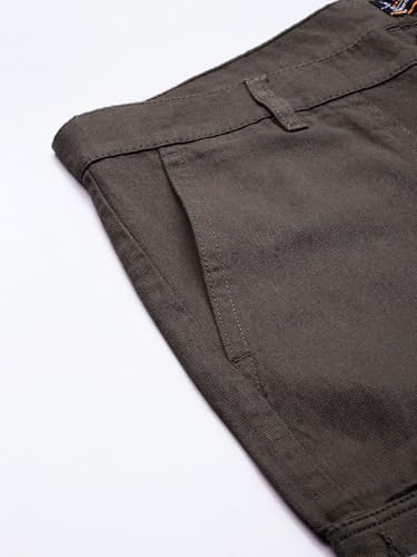 Image of The Indian Garage Co Men Slim Fit Solid Mid-Rise Cargos