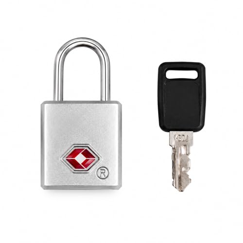 Image of QUIRA TSA Approved Travel Padlock with Key, Luggage Lock for Suitcase, Backpack, Locker & Travel Bags, Heavy Duty Security Lock (Silver)
