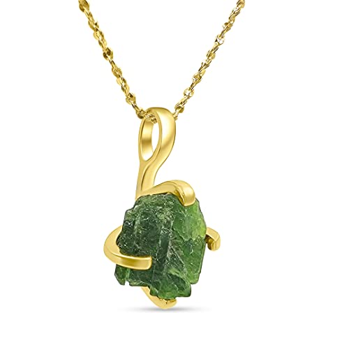 Natural raw green tourmaline chain...
