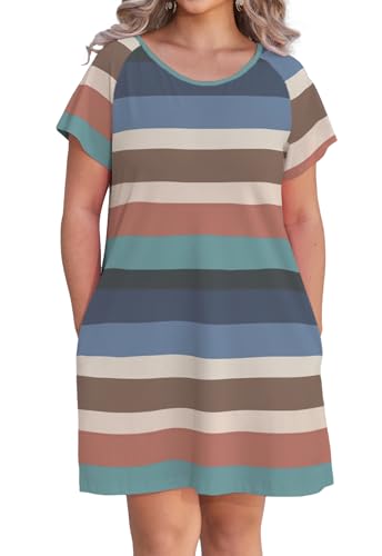 Image of Alaster Women's Casual Summer T Shirt Dress Loose Short Sleeve Tunic Dress with Pocket for Women