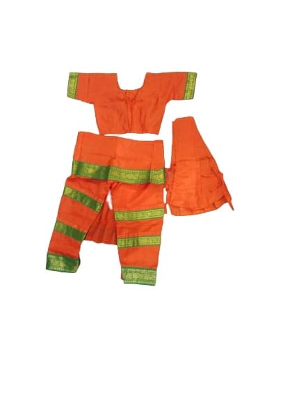 Image of Bharatanatyamworld Classical Dance Bharatnatyam Costume for Kids and Adults Orange color