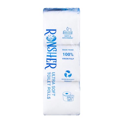Image of Ronsher | 3 Ply Toilet Tissue Paper Roll | 12 In One Pack | 165 Sheets Per Roll | Highly Soft & Absorbent | Skin-Friendly for Gentle Comfort