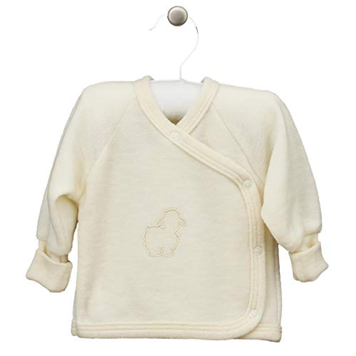 Baby Shirt Wickelshirt 100% Merinowolle Größen 56, 62, 68, Farbe Ecru (Naturfarben) Mädchen und Jungen (74) Cover