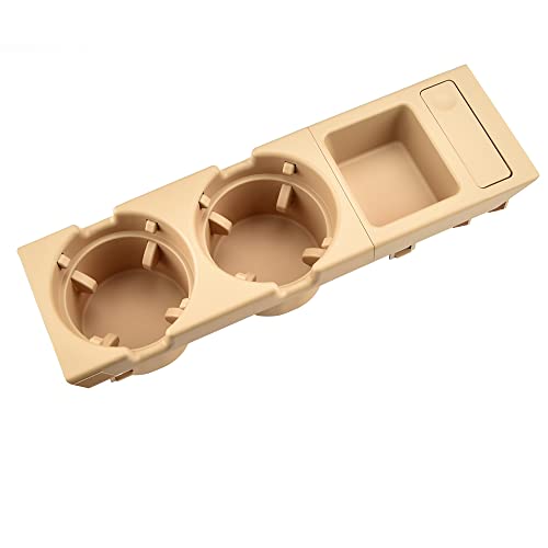 QKLsudua Cup Holder Front Center Console Drink Holder/Cup Beverage Bottle Holder Compatible with B-MW E46 3 Series 1998-2005 Beige 51168217953