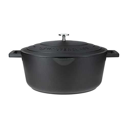 MasterClass Cazuela Ovalada de Aluminio Fundido con Tapa Antiadherente, Negra, Labio para Verter Salsa Fácilmente de la Placa al Horno, Para Estofados Largos, Apta para Lavavajillas, 30 cm, 6 l