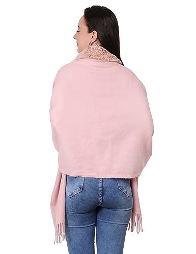 Image of Manra Women's Solid Faux Fur Border Stole Shawl Warm Wrap Cape for Winters (SC 14)