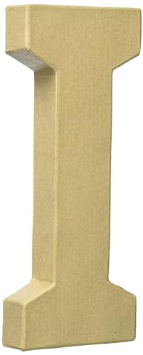 Clairefontaine ES Décopatch AC860C -Un support en papier brun mâché 8x2,5x20 cm, Lettre majuscule I