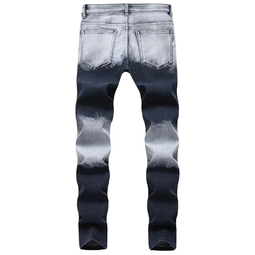 Men Summer Patchwork Denim Pants Ripped Skinny Trouser Ankle-Length Slim Fit Casual Distressed Jeans3