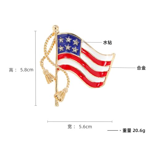 Image of Rhinestone USA Flag Brooch Pin for Women Men Shiny Crystal 4th of July American Patriotic Medal Brooches Dress Accessories Independence Presidential Election Day