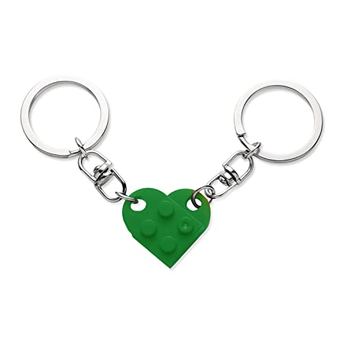 KINBOM Juego de Llavero de Corazón, 2 Piezas Keychain Heart Couple Keychain Llaveros de Pareja Decoraciones de Corazón Pequeño para Fiesta, Regalo de San Valentín para Novia Novio (Hierba verde)