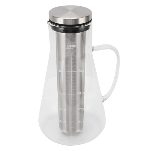 JAOCDOEN Cold Brew Coffee Maker with Scale 1600ML Stainless Steel Filter Temperature Proof Ergonomic Handle Iced Coffee Maker for Home Office