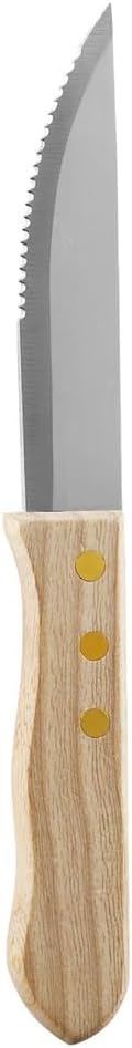 Serrated Steak Knife with Wooden Handle, 3Cr13 Stainless Steel Kitchen Knife for Meat, Bread & BBQ, Sharp Utility Dinner Knife for Home and Restaurant Use(10 Pieces)
