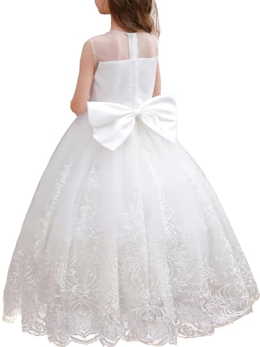 ABAO SISTER Flower Girl Dress Embroidery Tulle Lace for Kid Bridesmaid Birthday Party Communion Formal Princess Bow Ball Gown2