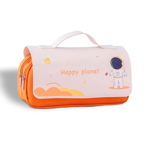 Image of Party Propz Space Pencil Pouch - 1 Pc, Orange Pencil Case | Space Theme Astronaut Pencil Pouch | Planet Theme Pencil Case for School Kids | School Pouch for Boys | Girls Large Pouch