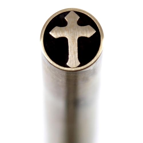 Mosaic Pin - (0.375 (3/8) Inch Diameter) - (Cross) - (MP-1005BB-375) - (Brass Outer)(Brass Inner) - Decorative Knife Handle Pins and Rods for Fixed Blade Knives