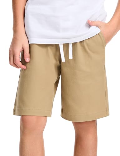 NUMYEAN Boys School Uniform Shorts Stretch Chino Short Khaki Size 11-12 Years
