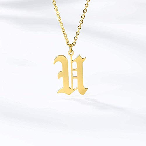 Preisvergleich Produktbild CKAWM Halskette Alphabet Halskette Old English Halskette Edelstahl Weibliche Halskette Pink