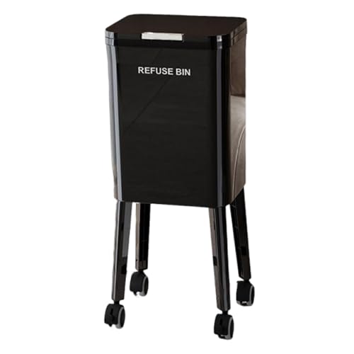 Basurero Alto de Cocina con Tapa de Apertura Táctil Cubo de Desperdicios Vertical Angosto con Ruedas Giratorias Balde Interior Desmontable Patas, Negro, Individual