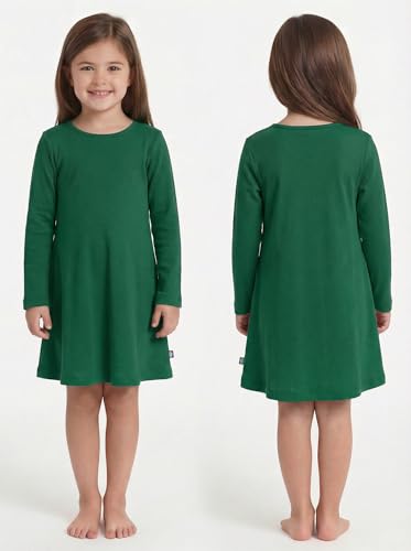 Image of City Threads Girls' 100% Cotton Long Sleeve Dress - Active Kids School, Playing, Parties - Made in USA