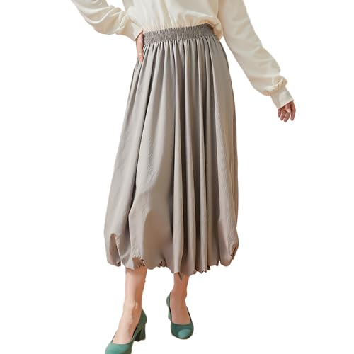 Womens Lantern A-Line Skirt Midi Bubble Skirts Elastic Waist Pom Pom Skirt Fashion Casual Prom Party Skirts 2025