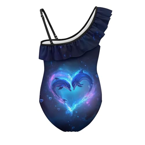 Girls One Piece Swimsuits Trendy One-Shoulder Ruffle Swimwear Casual Summer Hawaiian Bathing Suit4