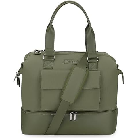 Weekender Bags for Women and Men Travel Duffle Bag with Shoes Compartment Carry On Duffel Bag Weekend Overnight Tote Bags Gym Bags Hospital Bags for Labor and Delivery (Army Green) Cover