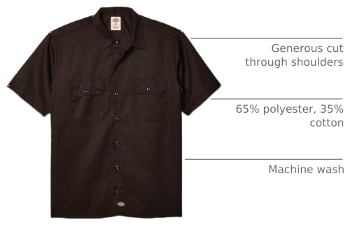 Image of Dickies Men's Short Sleeve Work Shirt - Durable Twill Button Down Shirts for Men, Lightweight Uniform for Daily Wear