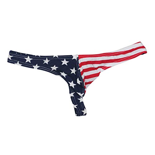 MuscleMate Hot Men's Thong Underwear, USA Star-Spangled Banner, Men's Stars and Stripes Thong G-String Underwear.
