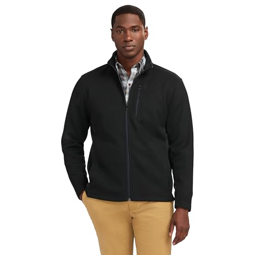 IZOD Men's Shaker Fleece Full Zip Jacket, Black, Medium at Amazon