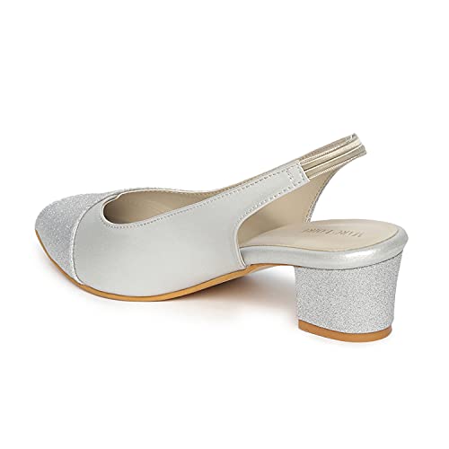 Image of Marc Loire Women's Slip On Shimmer Peep Toes Block Heel Fashion Sandals for Casual, Outdoor, Party and Holidays